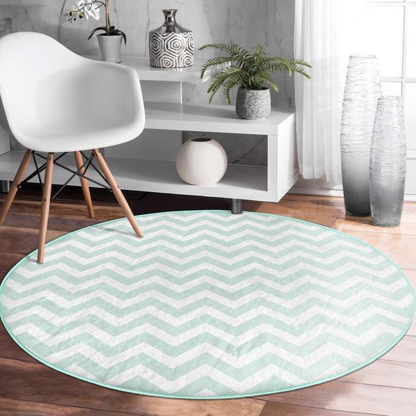 Piparmētru zaļš mazgājams robotu putekļu sūcējiem piemērots apaļš paklājs ø 100 cm Comfort – Mila Home-image-4