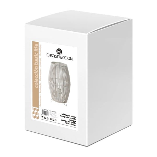 Balta bambusa galda lampa ar bambusa abažūru (augstums 29 cm) – Casa Selección-image-3