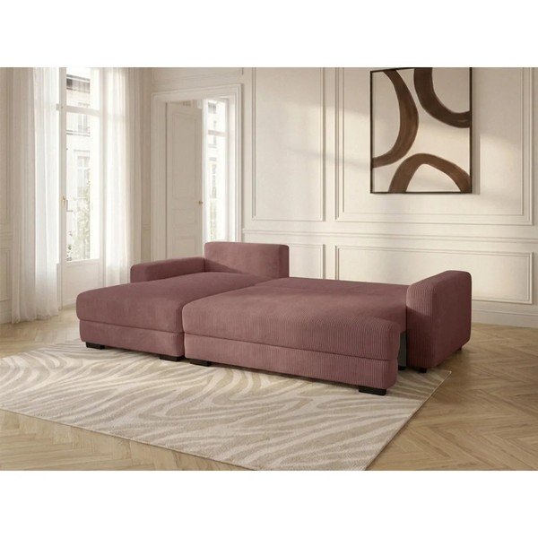 Rozā velveta salokāms/ar uzglabāšanas vietu stūra dīvāns (ar kreiso stūri/ar zvilni) Campi – Bobochic Paris-image-2