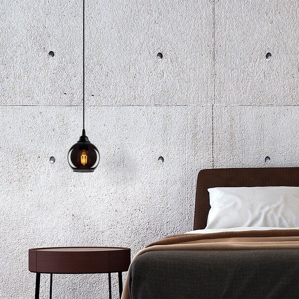 Melna piekaramā lampa ar stikla abažūru ø 15 cm Smoked – Opviq lights-image-4