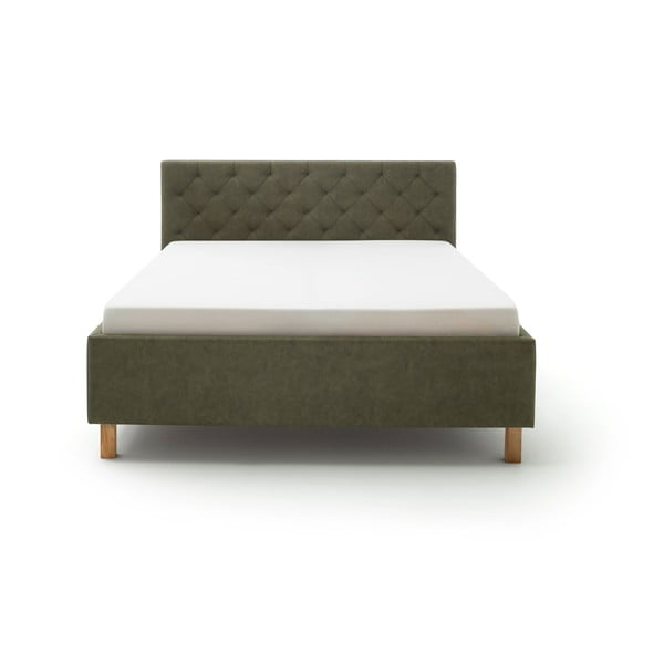 Zaļa polsterēta divvietīga gulta ar veļas kasti ar redelēm 180x200 cm San Remo – Meise Möbel-image-2