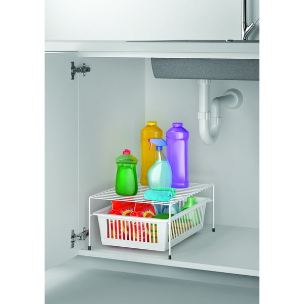 Balts nerūsējošā tērauda papildu plaukts ar uzglabāšanas vietu Metaltex Dino-image-3