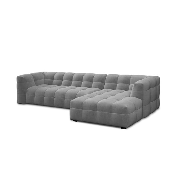 Pelēks samta stūra dīvāns Windsor & Co Sofas Vesta, labais stūris-image-3