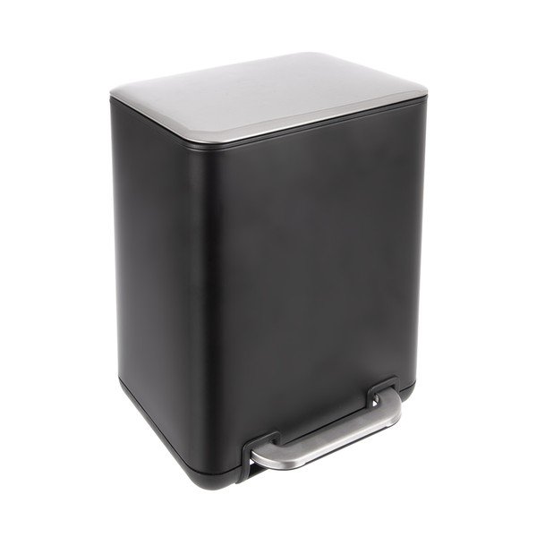 Melna nerūsējošā tērauda atkritumu tvertne ar pedāli 20 l Black – Orion