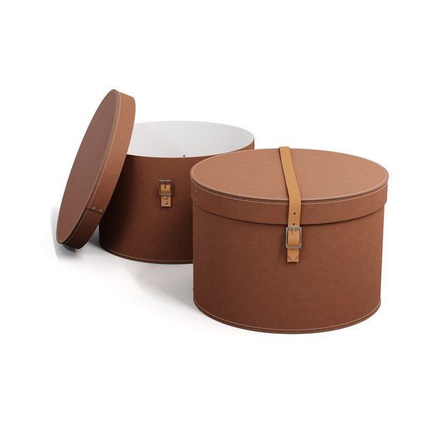 Brūnas kartona uzglabāšanas kastes (2 gab.) ar vāku ø 37,5x25 cm Rut Restore Paper Laminate – Bigso