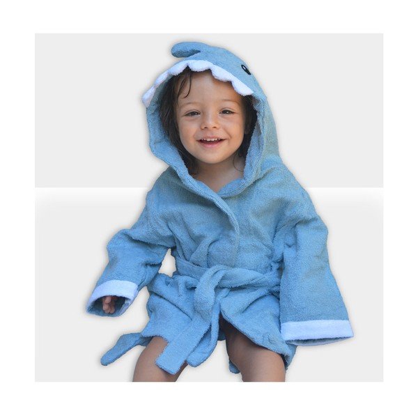 Zils kokvilnas halāts bērniem S izmērs Shark – Rocket Baby-image-2
