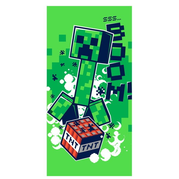 Zaļš kokvilnas bērnu dvielis 70x140 cm Minecraft Boom – Jerry Fabrics