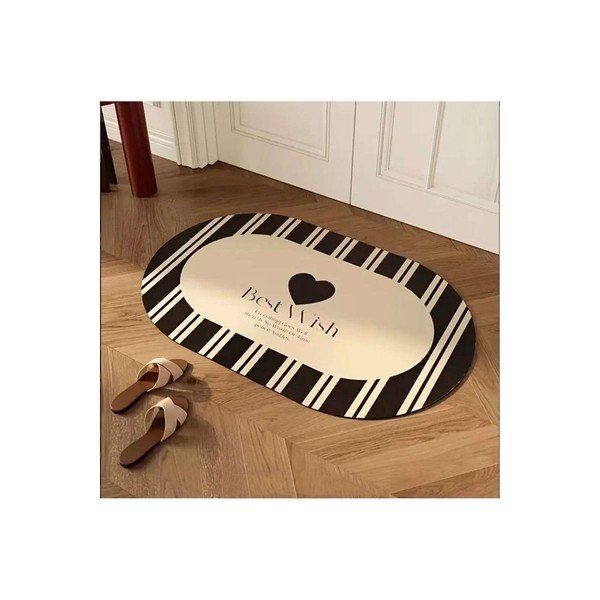 Melns/krēmkrāsas vannas istabas paklājiņš 60x100 cm Best Wish – Foutastic-image-1