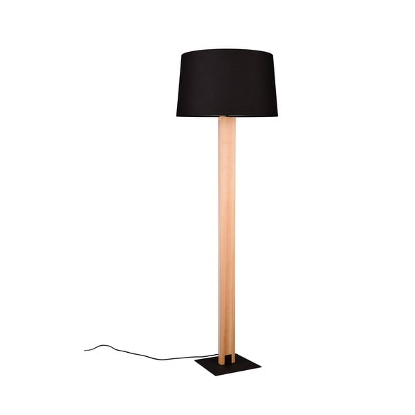 Melna/dabīga toņa stāvlampa ar auduma abažūru (augstums 150 cm) Rahul – Trio-image-3