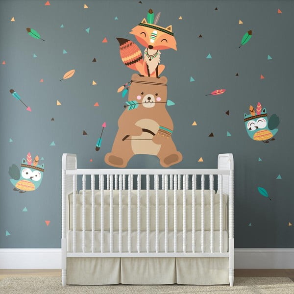 Bērnu sienas uzlīmes Ambiance Bear Indian Happy-image-3