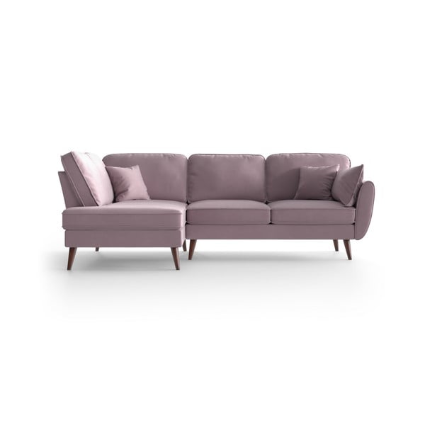 Gaiši rozā samta stūra dīvāns My Pop Design Auteuil, kreisais stūris