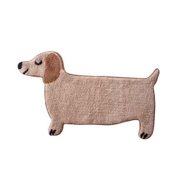 Bēšs tekstila vannas istabas paklājiņš 47x80 cm Sausage Dog – Sass & Belle