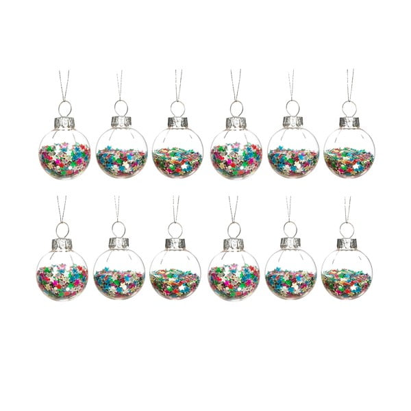 Stikla Ziemassvētku eglītes bumbiņas (12 gab.) ø 3 cm Disco Stars Mini – Sass & Belle-image-1