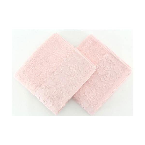 2 gaiši rozā dvieļu komplekts no 100% kokvilnas Burumcuk, 50 x 90 cm