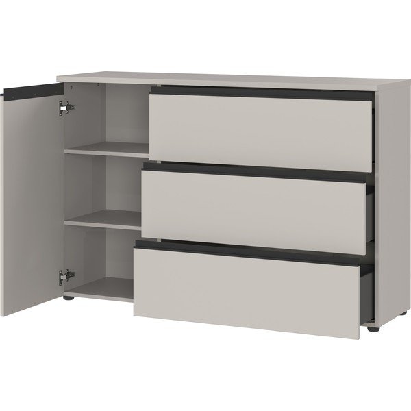 Pelēka zema kumode 135x91 cm Bastia – Germania-image-2