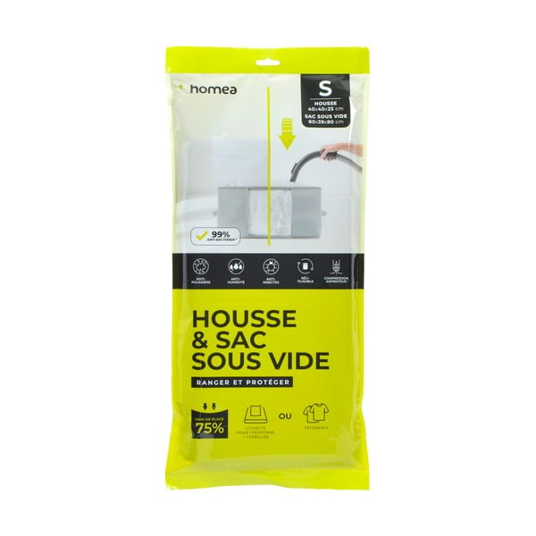 Vakuuma plastmasas drēbju uzglabāšanas kaste 40x40x25 cm – Homéa-image-1