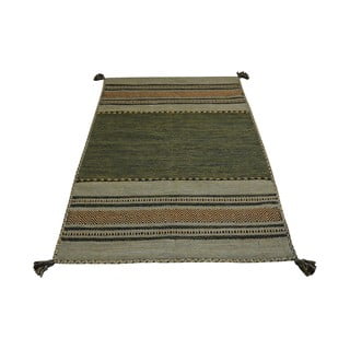 Zaļš/brūns kokvilnas paklājs Webtappeti Antique Kilim, 160 x 230 cm