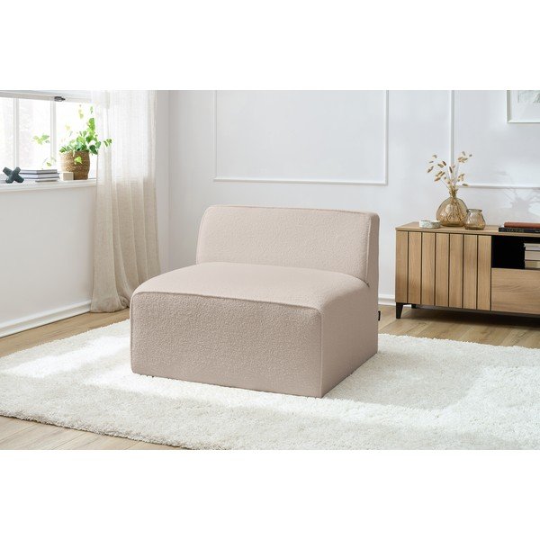 Bēša (vidējā moduļa) modulārā dīvāna daļa no buklē auduma Megeve – Bobochic Paris-image-1