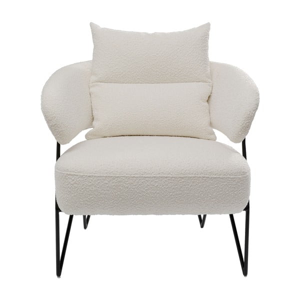 Balts atpūtas krēsls no buklē auduma Peppo – Kare Design
