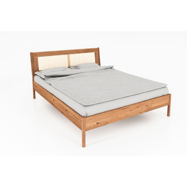 Divguļamā ozolkoka gulta ar rotangpalmas galvgali 140x200 cm Pola – The Beds