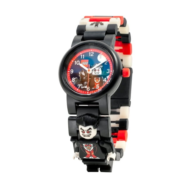 Melns rokas pulkstenis ar atlokāmu siksniņu un minifigūriņu LEGO® Vampire