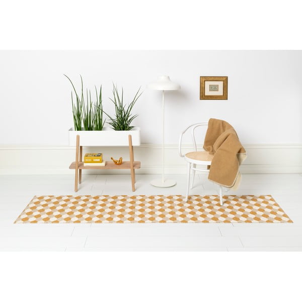 Okera dzeltens iekštelpu un āra celiņa paklājs 70x250 cm Dana Ochre – Pappelina-image-4