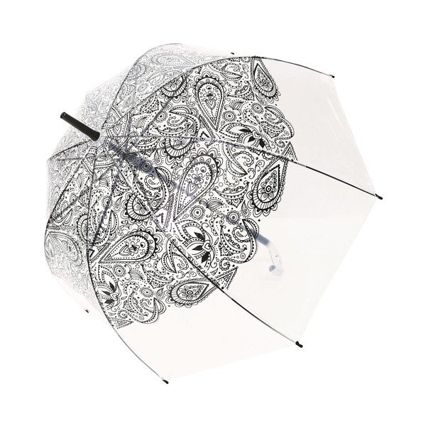 Ambiance Black Paisley caurspīdīgs vēja necaurlaidīgs lietussargs, ⌀ 85 cm-image-2