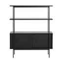 Melns grāmatplaukts ar oškoka imitāciju un bīdāmām durvīm 94x114 cm Angus – Actona