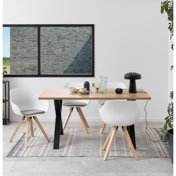 Balti/pelēki polsterēti pusdienu krēsli ar roku balstiem (2 gab.) Tina – Actona-image-1