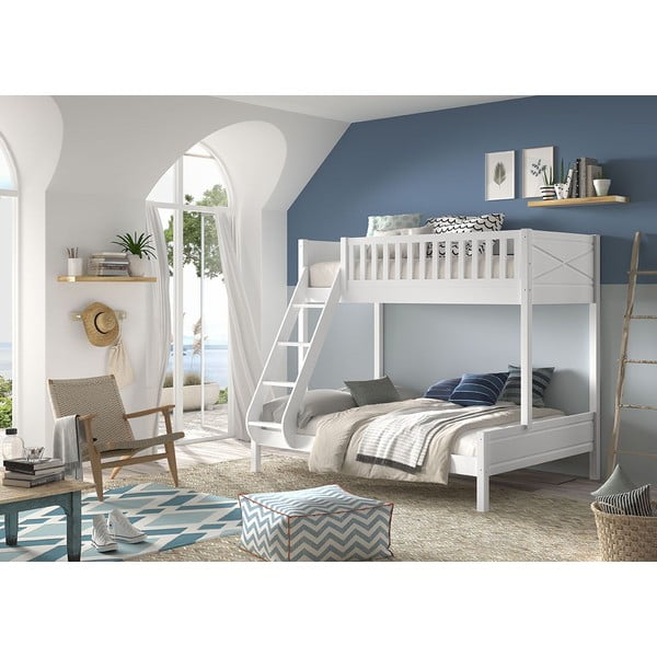 Balta divstāvu gulta bērniem 140x200/90x200 cm Scott – Vipack-image-3