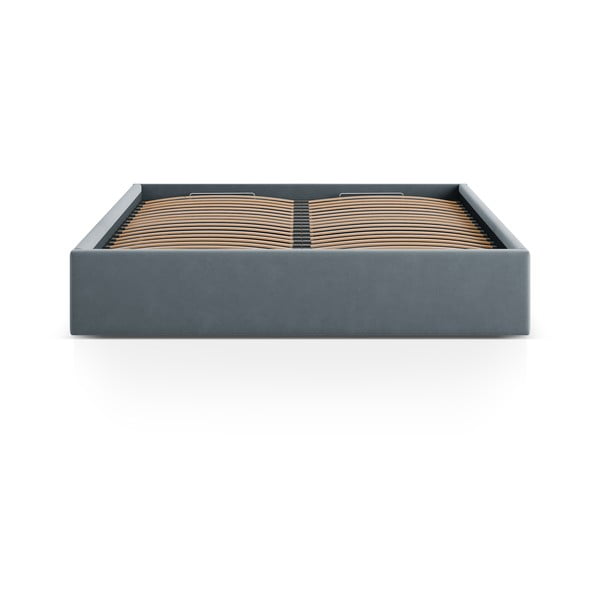 Gaiši zila polsterēta divvietīga gulta ar veļas kasti/bez galvgaļa ar redelēm 180x200 cm Susan – Micadoni -image-2