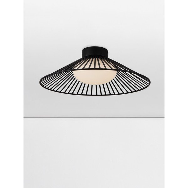 Matēti melna metāla LED griestu lampa ar stikla abažūru Brume – Nova Luce-image-2