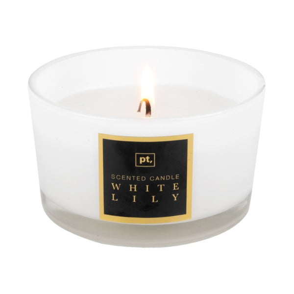 PT LIVING aromātiskā svece ar balto liliju smaržu, degšanas laiks 27 stundas