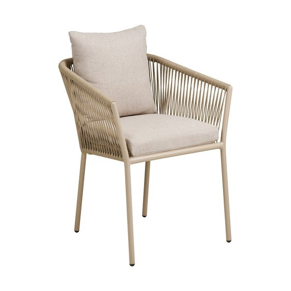 Bēšs metāla/polsterēts dārza krēsls Salerno – House Nordic