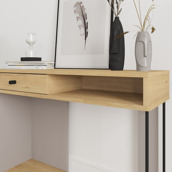 Konsoles galds ar ozolkoka imitācijas galda virsmu 35x100 cm Saturne – Marckeric-image-4