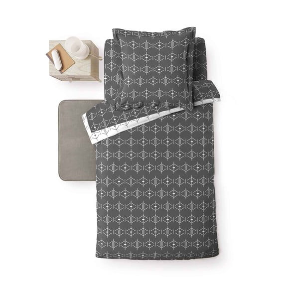 Tumši pelēks vienguļamais kokvilnas segas pārvalks 140x200 cm Aristide – douceur d'intérieur