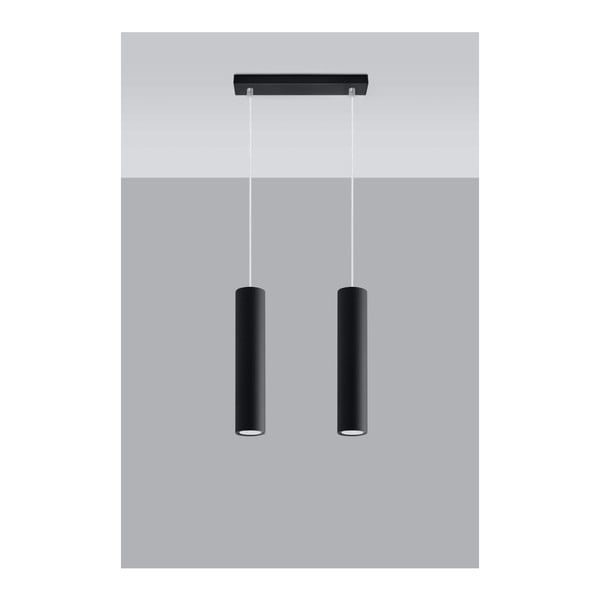 Melna metāla piekaramā lampa Castro – Sollux-image-3