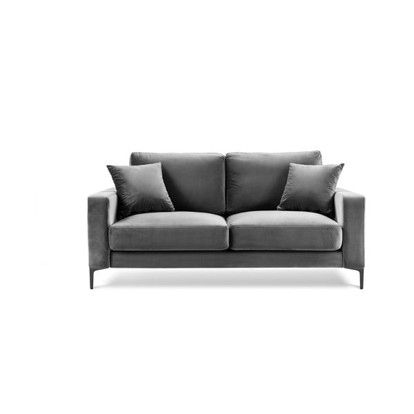 Pelēks samta dīvāns Kooko Home Harmony, 158 cm