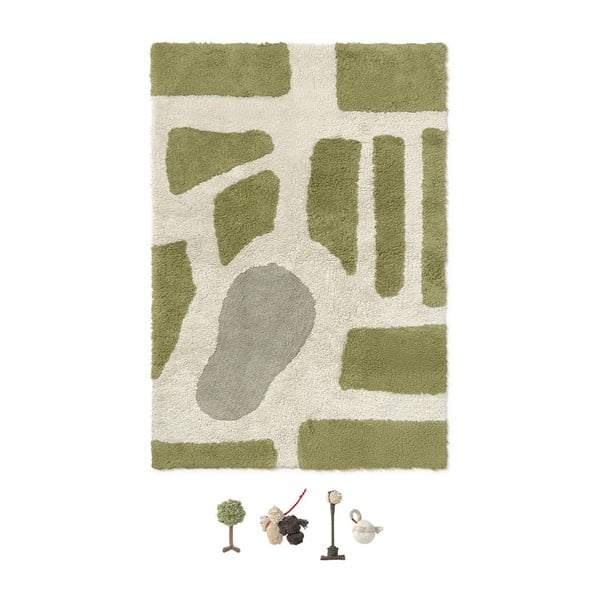 Zaļš/krēmkrāsas kokvilnas bērnu rotaļu paklājs 90x130 cm Hyde Park – Lorena Canals