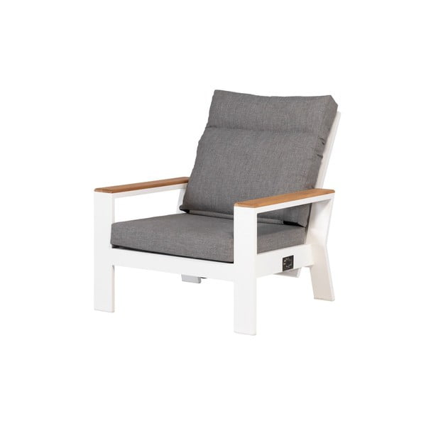 Balts/pelēks metāla dārza atpūtas krēsls Valerie – Exotan-image-3