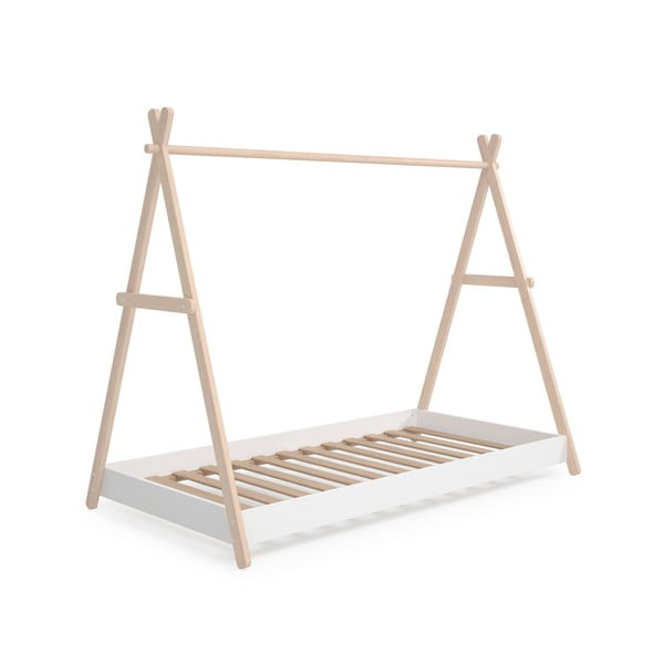 Balta/dabīga toņa priedes masīvkoka bērnu gulta mājas formā 90x200 cm Trufa – Marckeric-image-4