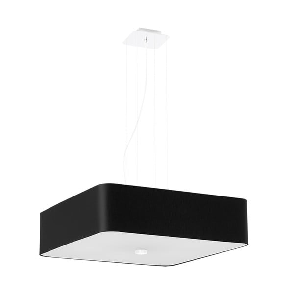 Melna piekaramā lampa ar stikla/auduma abažūru Kortez – Nice Lamps