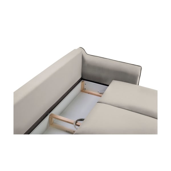 Bēšs samta izvelkamais dīvāns ar veļas kasti Kooko Home Basso-image-4