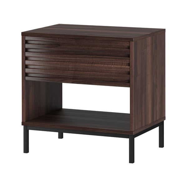 Tumši brūns naktsskapītis ar valrieksta koka imitācijas galda virsmu Celine – Støraa-image-1