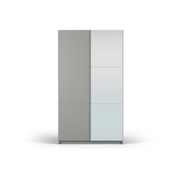 Pelēks drēbju skapis ar spoguli un bīdāmām durvīm 122x215 cm Lisburn – Cosmopolitan Design