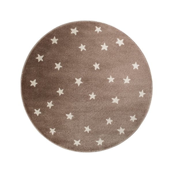 Brūns apaļš paklājs ar zvaigznēm KICOTI Stars, ø 80 cm