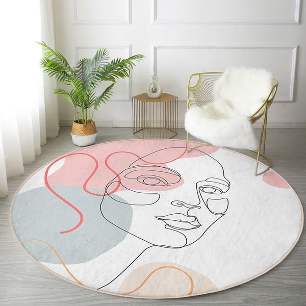 Balts mazgājams robotu putekļu sūcējiem piemērots apaļš paklājs ø 120 cm Comfort – Mila Home-image-1