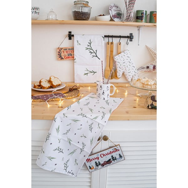 Kokvilnas trauku dvieļi (2 gab.) ar Ziemassvētku motīvu 50x70 cm Delicate Green – Butter Kings-image-1