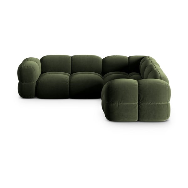 Zaļš samta stūra dīvāns Loretto – Cosmopolitan Design