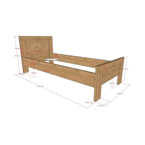 Dabīga toņa bērnu gulta bez režģa 90x200 cm Sam – Vipack-image-2